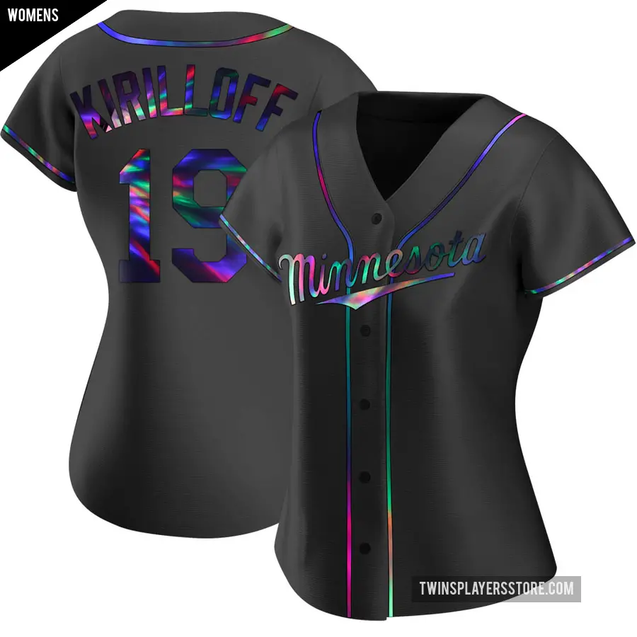 Women's Minnesota Twins ＃19 Alex Kirilloff Replica Black Holographic Alternate Jersey