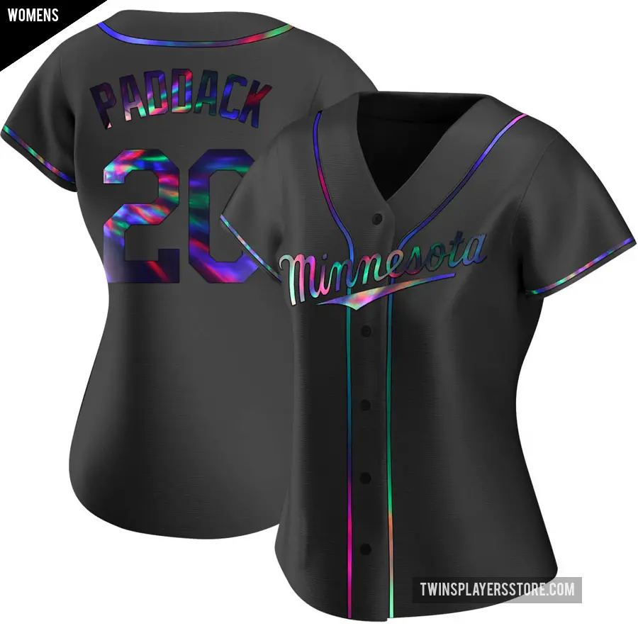 Women's Minnesota Twins ＃20 Chris Paddack Replica Black Holographic Alternate Jersey