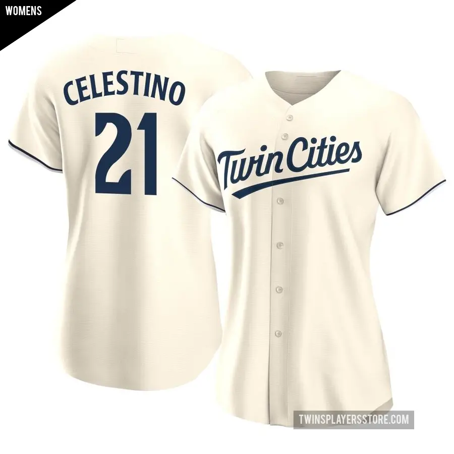 Women's Minnesota Twins ＃21 Gilberto Celestino Replica Cream Alternate Jersey