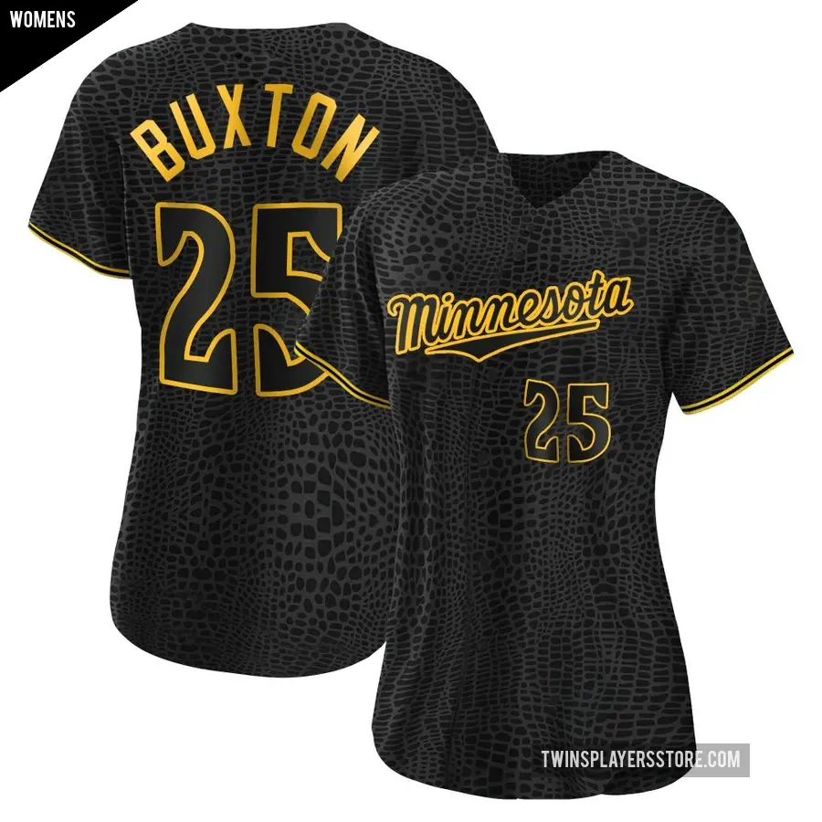 Women's Minnesota Twins ＃25 Byron Buxton Authentic Black Snake Skin City Jersey