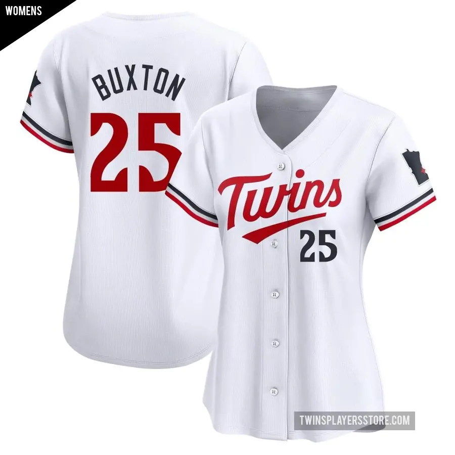 Women's Minnesota Twins ＃25 Byron Buxton Limited White Home Jersey