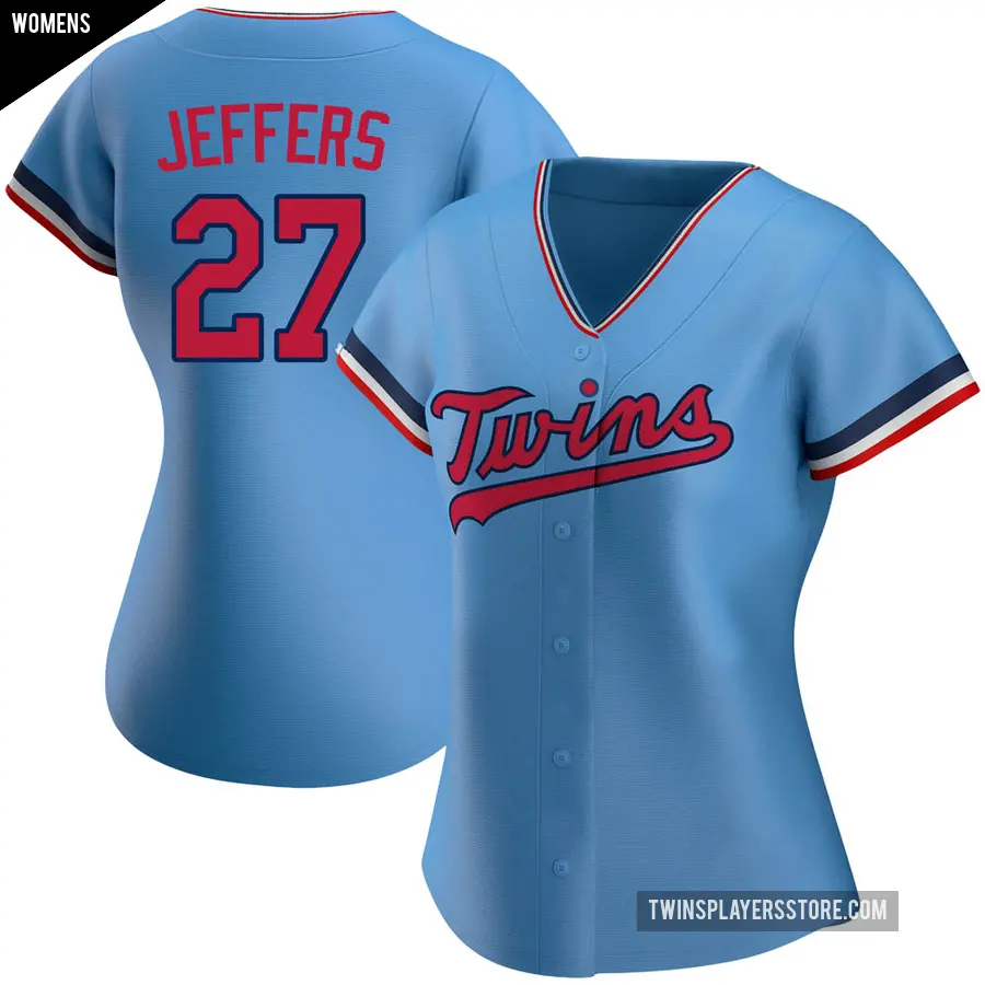 Women's Minnesota Twins ＃27 Ryan Jeffers Authentic Light Blue Alternate Jersey