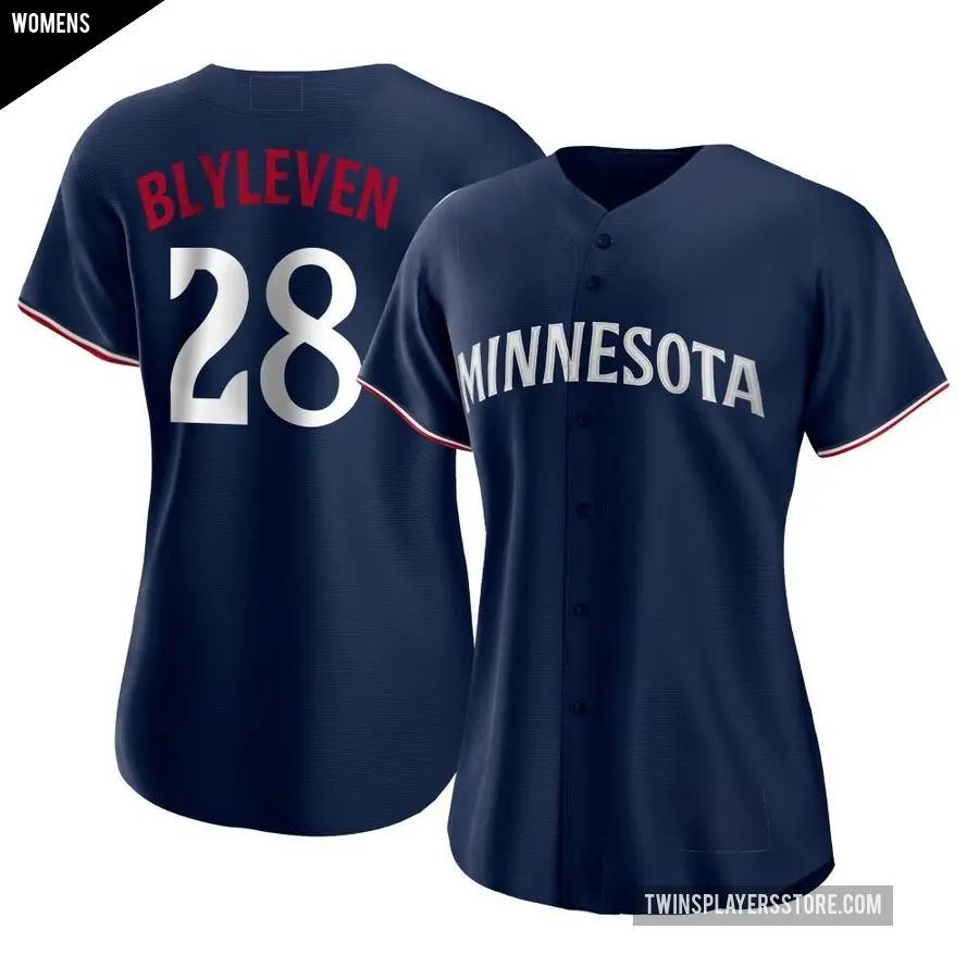 Women's Minnesota Twins ＃28 Bert Blyleven Authentic Navy Alternate Jersey