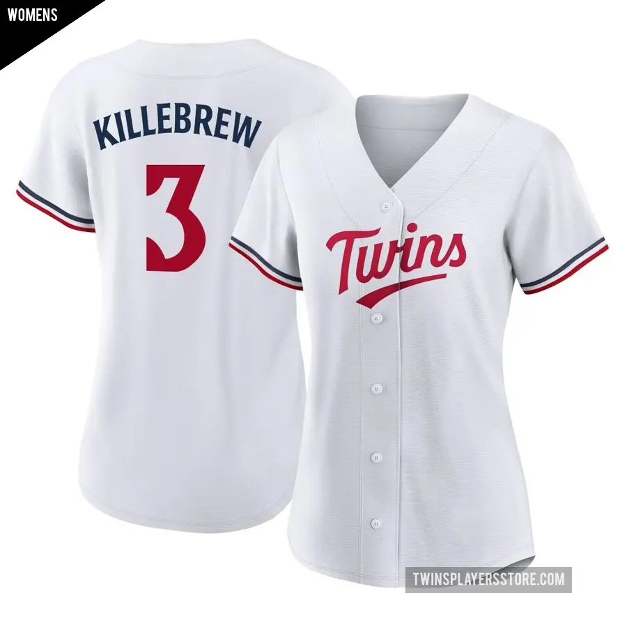 Women's Minnesota Twins ＃3 Harmon Killebrew Authentic White Home Jersey