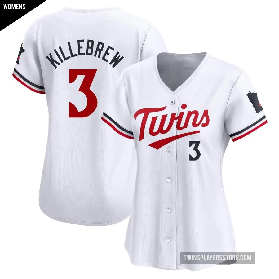 Women's Minnesota Twins ＃3 Harmon Killebrew Limited White Home Jersey