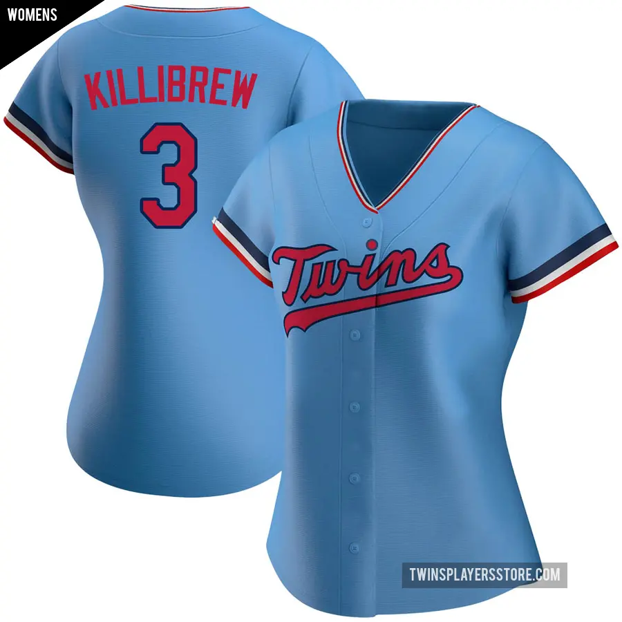 Women's Minnesota Twins ＃3 Harmon Killibrew Authentic Light Blue Alternate Jersey