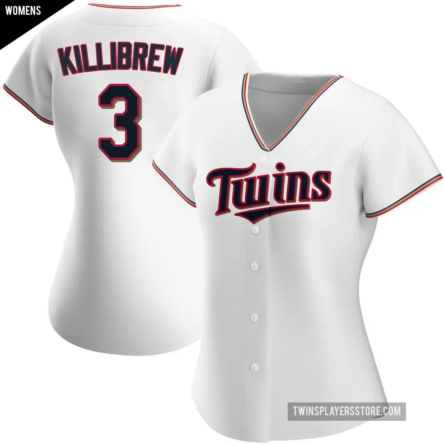 Women's Minnesota Twins ＃3 Harmon Killibrew Authentic White Home Jersey