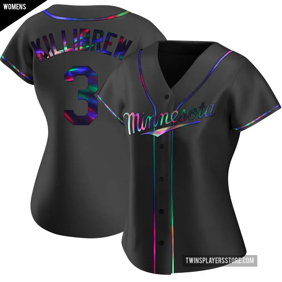 Women's Minnesota Twins ＃3 Harmon Killibrew Replica Black Holographic Alternate Jersey