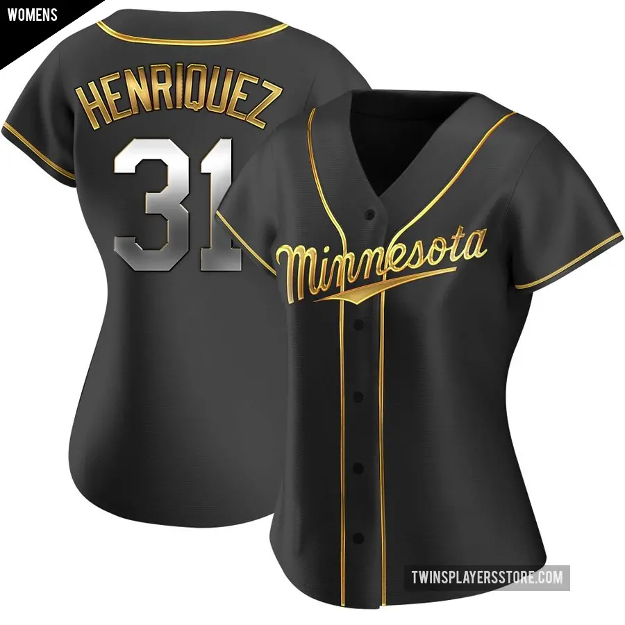 Women's Minnesota Twins ＃31 Ronny Henriquez Replica Gold Black en Alternate Jersey