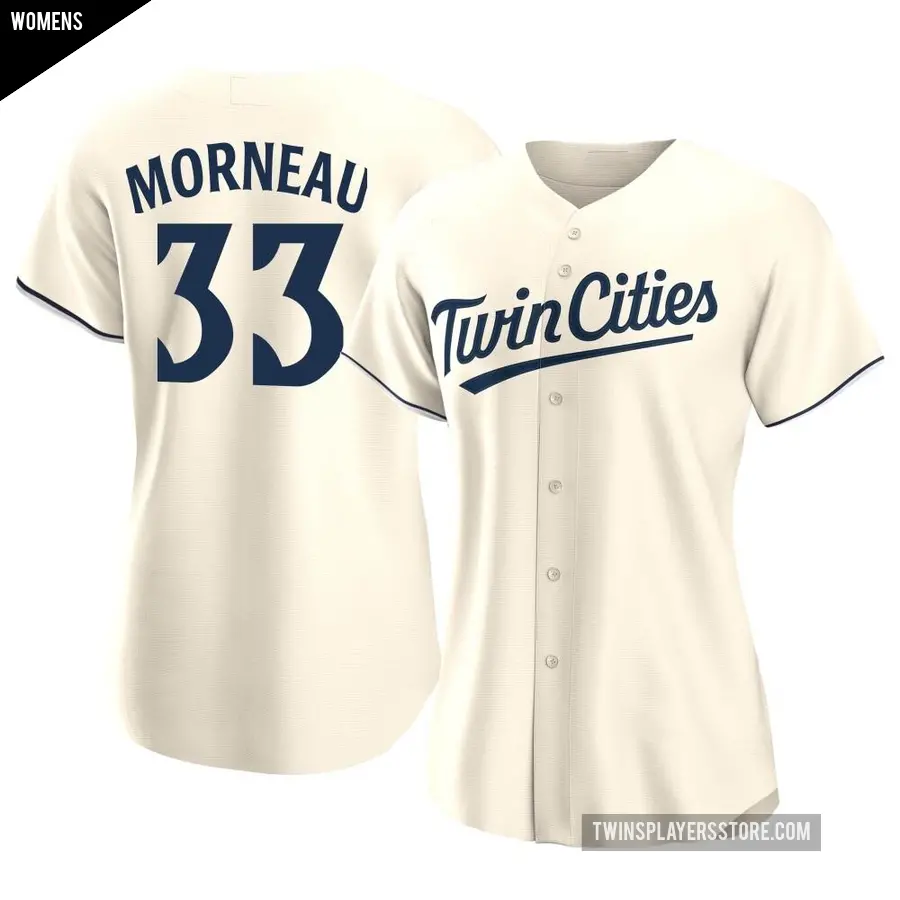 Women's Minnesota Twins ＃33 Justin Morneau Authentic Cream Alternate Jersey