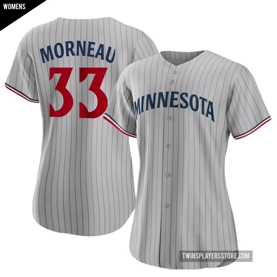 Women's Minnesota Twins ＃33 Justin Morneau Authentic Gray Road Jersey