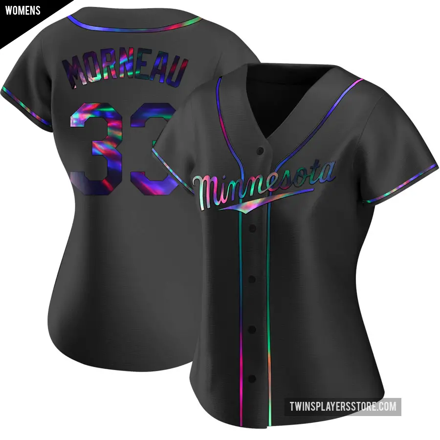 Women's Minnesota Twins ＃33 Justin Morneau Replica Black Holographic Alternate Jersey