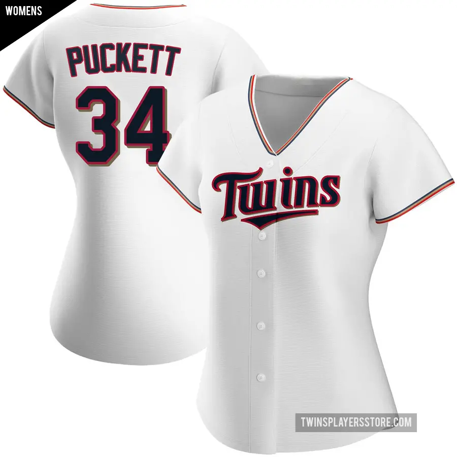 Women's Minnesota Twins ＃34 Kirby Puckett Authentic White Home Jersey