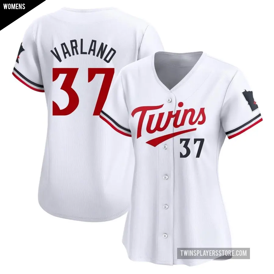 Women's Minnesota Twins ＃37 Louie Varland Limited White Home Jersey