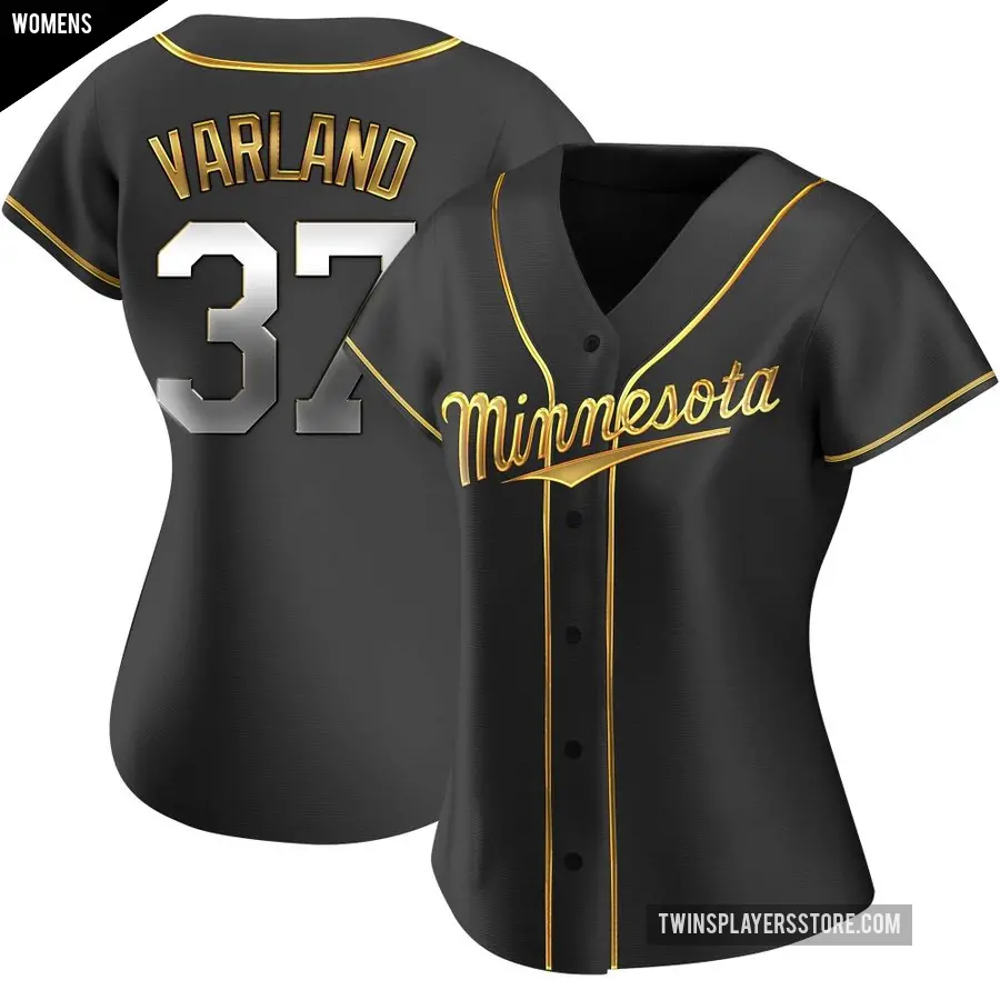 Women's Minnesota Twins ＃37 Louie Varland Replica Gold Black en Alternate Jersey