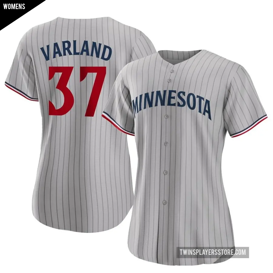 Women's Minnesota Twins ＃37 Louie Varland Replica Gray Road Jersey