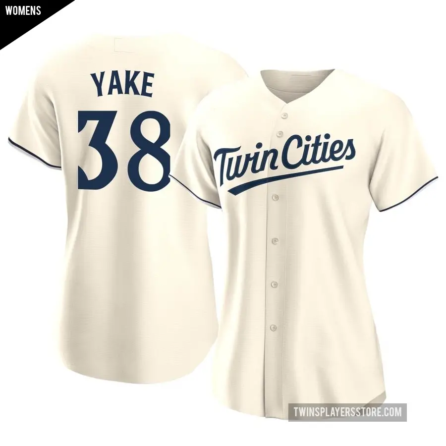 Women's Minnesota Twins ＃38 Ernie Yake Authentic Cream Alternate Jersey