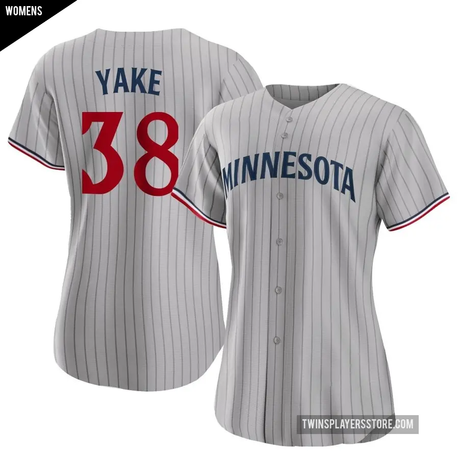 Women's Minnesota Twins ＃38 Ernie Yake Authentic Gray Road Jersey