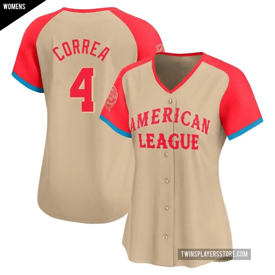 Women's Minnesota Twins ＃4 Carlos Correa Limited Cream American League 2024 All-Star Game Jersey