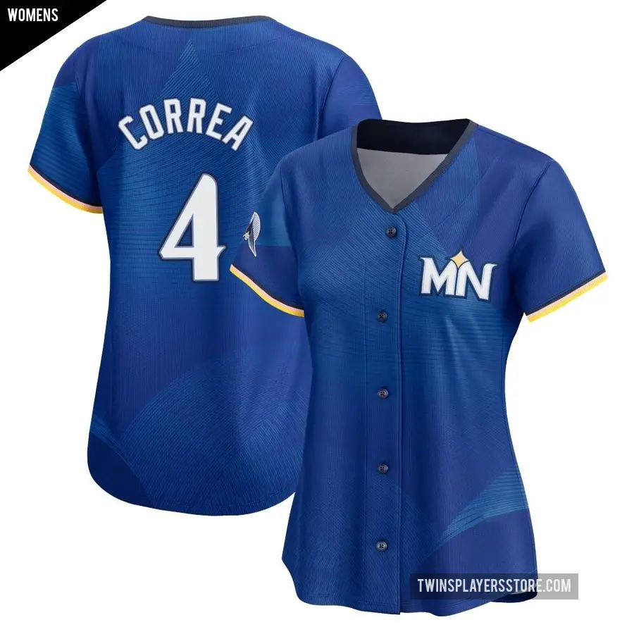 Women's Minnesota Twins ＃4 Carlos Correa Limited Royal 2024 City Connect Jersey