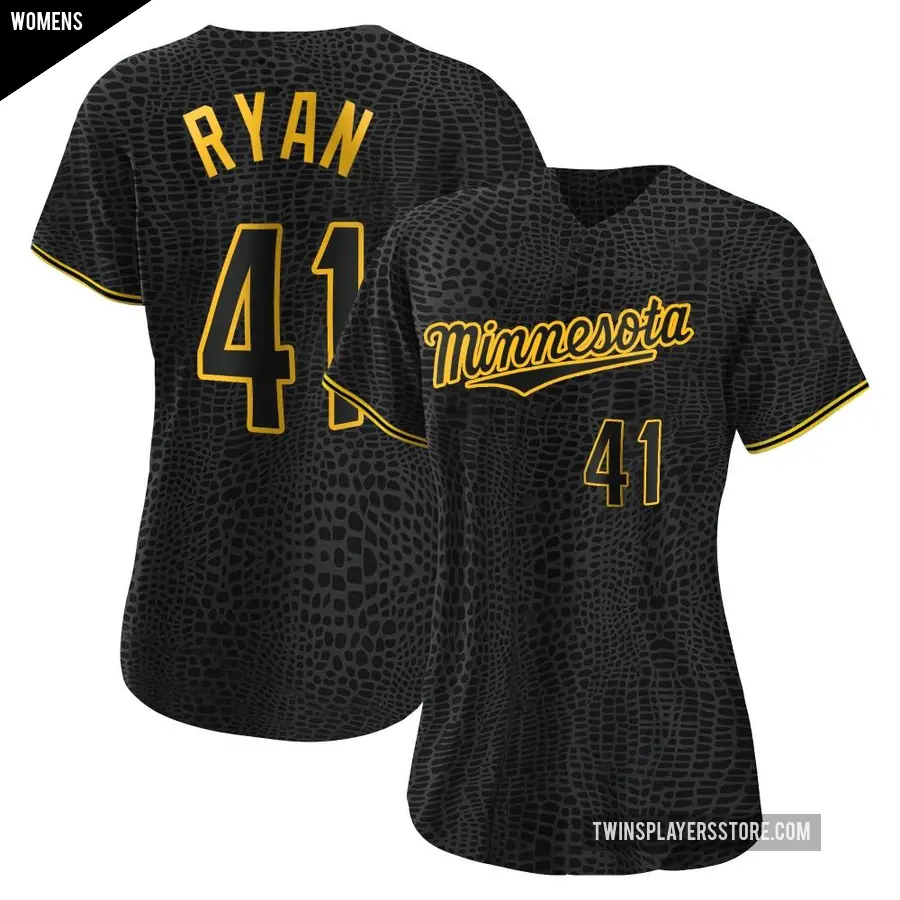 Women's Minnesota Twins ＃41 Joe Ryan Authentic Black Snake Skin City Jersey