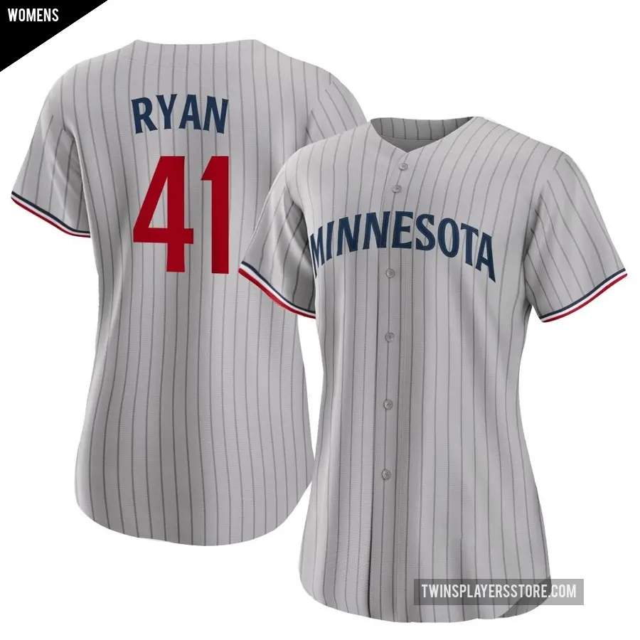 Women's Minnesota Twins ＃41 Joe Ryan Authentic Gray Road Jersey