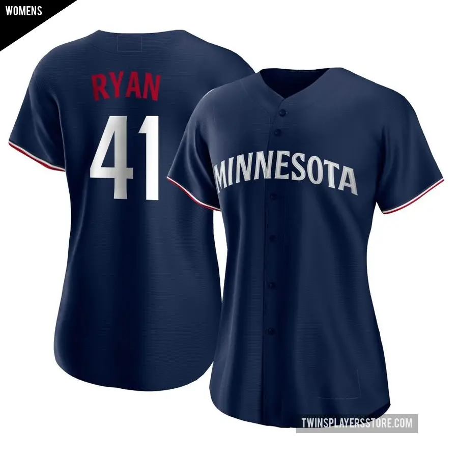 Women's Minnesota Twins ＃41 Joe Ryan Authentic Navy Alternate Jersey