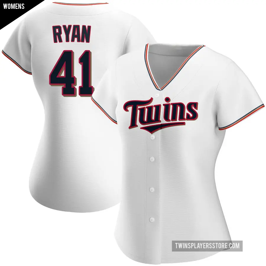 Women's Minnesota Twins ＃41 Joe Ryan Authentic White Home Jersey