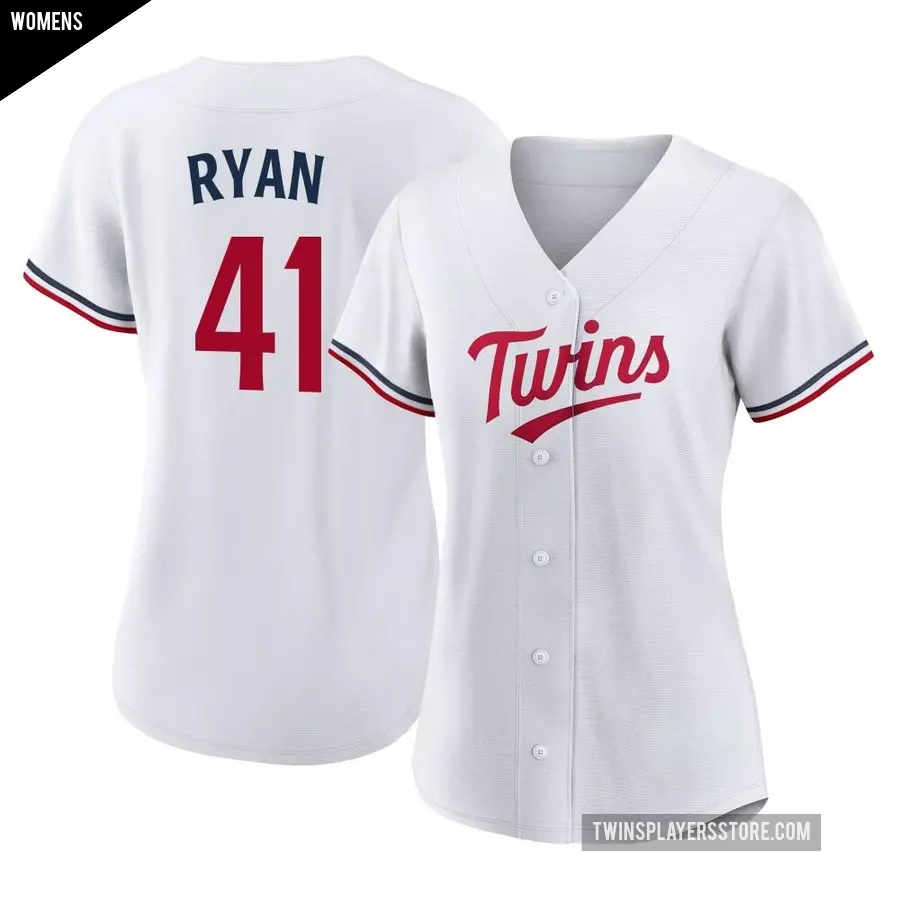 Women's Minnesota Twins ＃41 Joe Ryan Authentic White Home Jersey