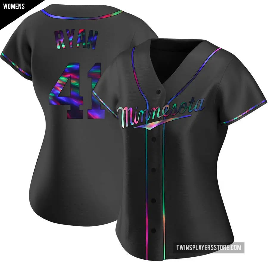 Women's Minnesota Twins ＃41 Joe Ryan Replica Black Holographic Alternate Jersey