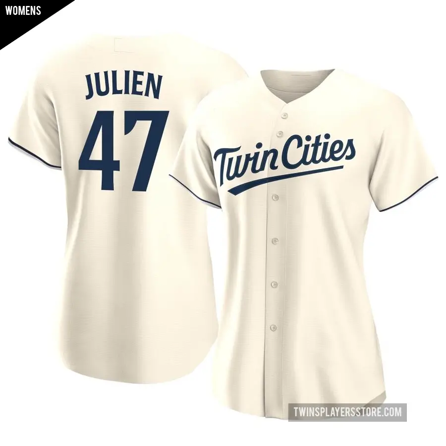 Women's Minnesota Twins ＃47 Edouard Julien Authentic Cream Alternate Jersey