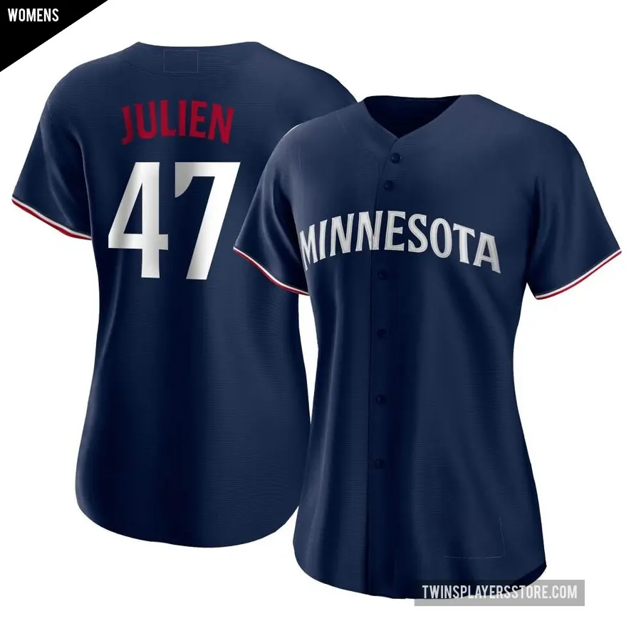 Women's Minnesota Twins ＃47 Edouard Julien Authentic Navy Alternate Jersey