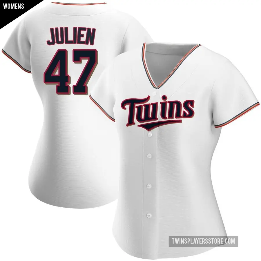 Women's Minnesota Twins ＃47 Edouard Julien Authentic White Home Jersey