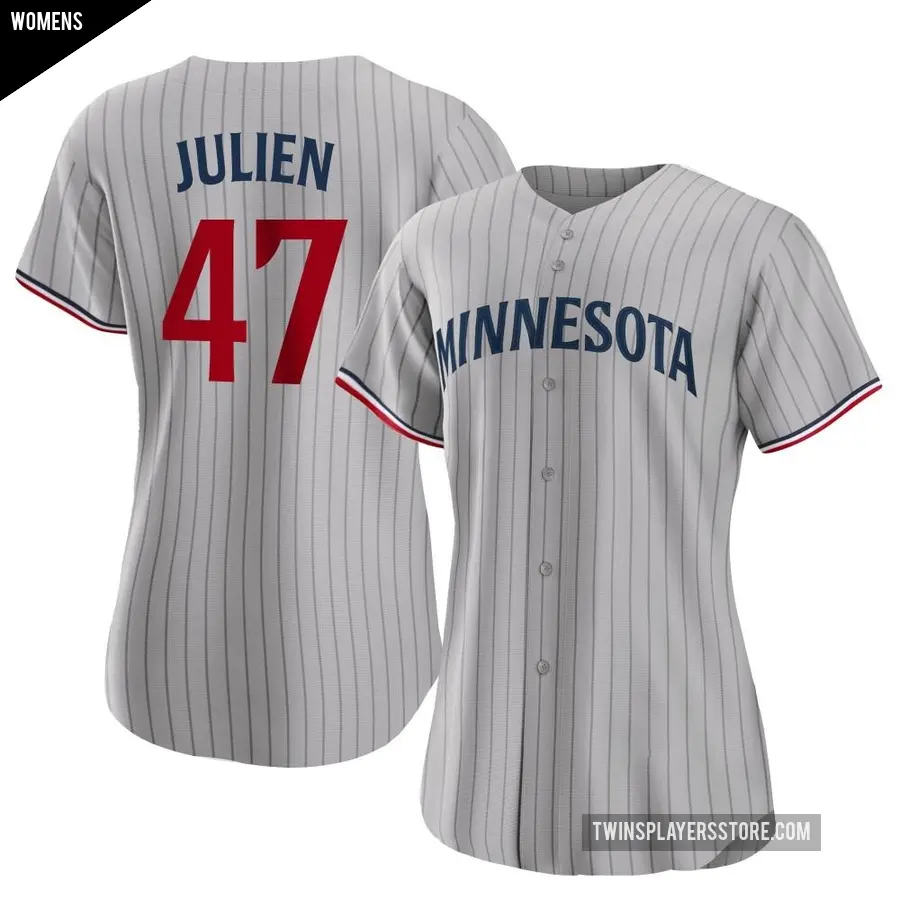 Women's Minnesota Twins ＃47 Edouard Julien Replica Gray Road Jersey