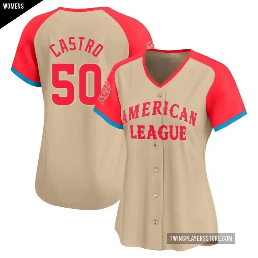 Women's Minnesota Twins ＃50 Willi Castro Limited Cream American League 2024 All-Star Game Jersey