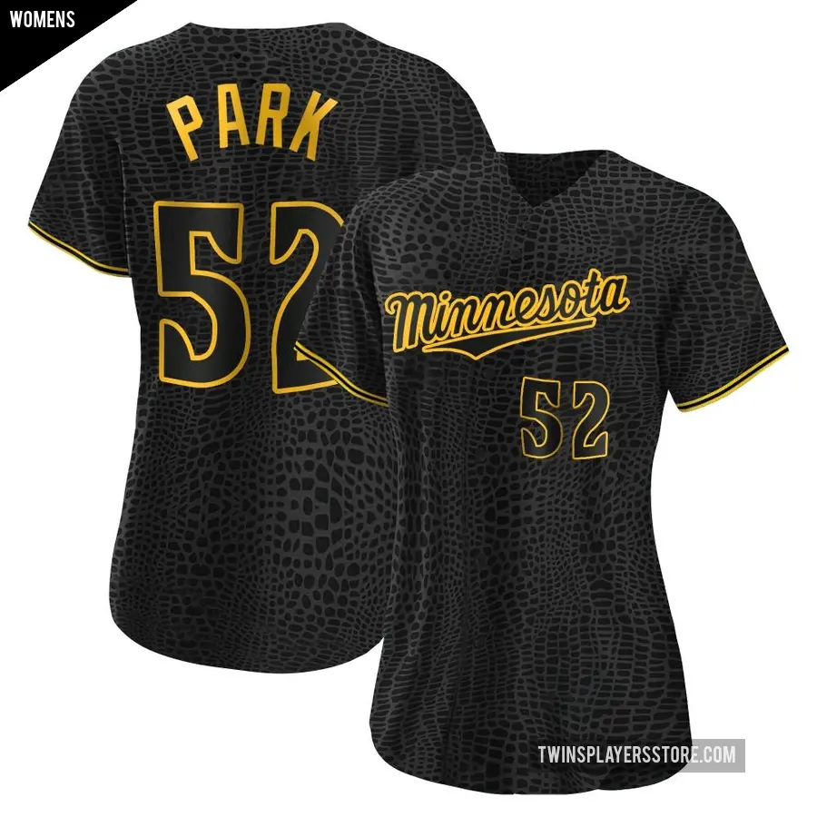 Women's Minnesota Twins ＃52 Byung-Ho Park Replica Black Snake Skin City Jersey