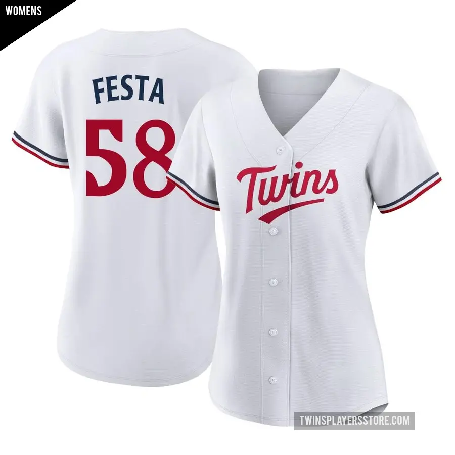 Women's Minnesota Twins ＃58 David Festa Authentic White Home Jersey