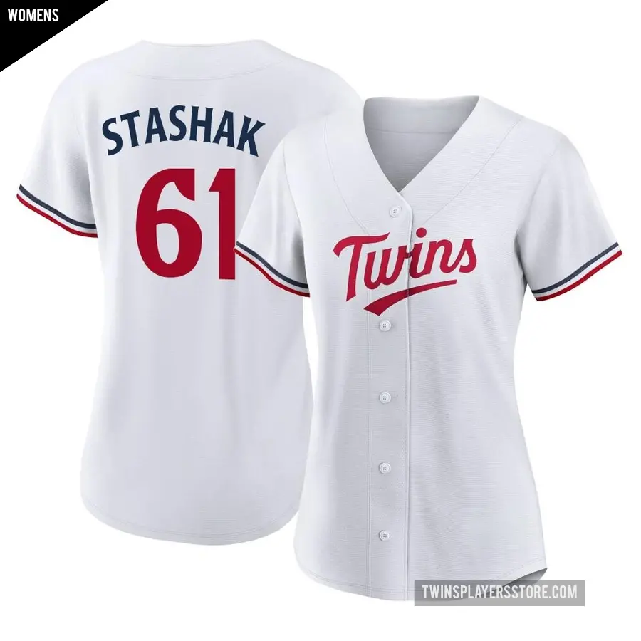 Women's Minnesota Twins ＃61 Cody Stashak Authentic White Home Jersey