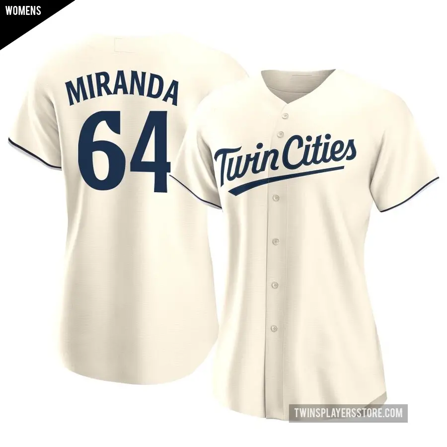 Women's Minnesota Twins ＃64 Jose Miranda Authentic Cream Alternate Jersey