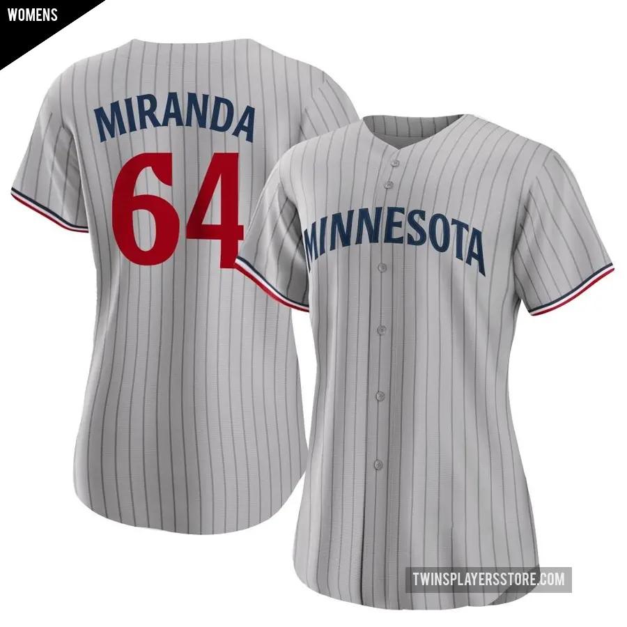 Women's Minnesota Twins ＃64 Jose Miranda Authentic Gray Road Jersey