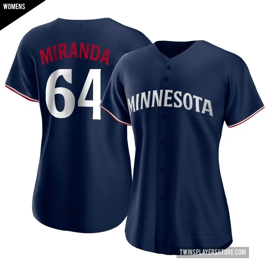 Women's Minnesota Twins ＃64 Jose Miranda Authentic Navy Alternate Jersey