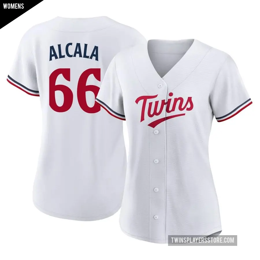 Women's Minnesota Twins ＃66 Jorge Alcala Replica White Home Jersey