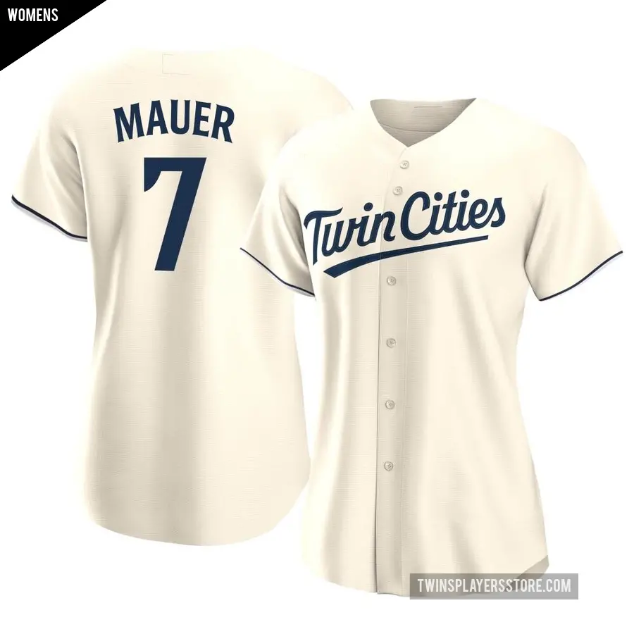 Women's Minnesota Twins ＃7 Joe Mauer Authentic Cream Alternate Jersey