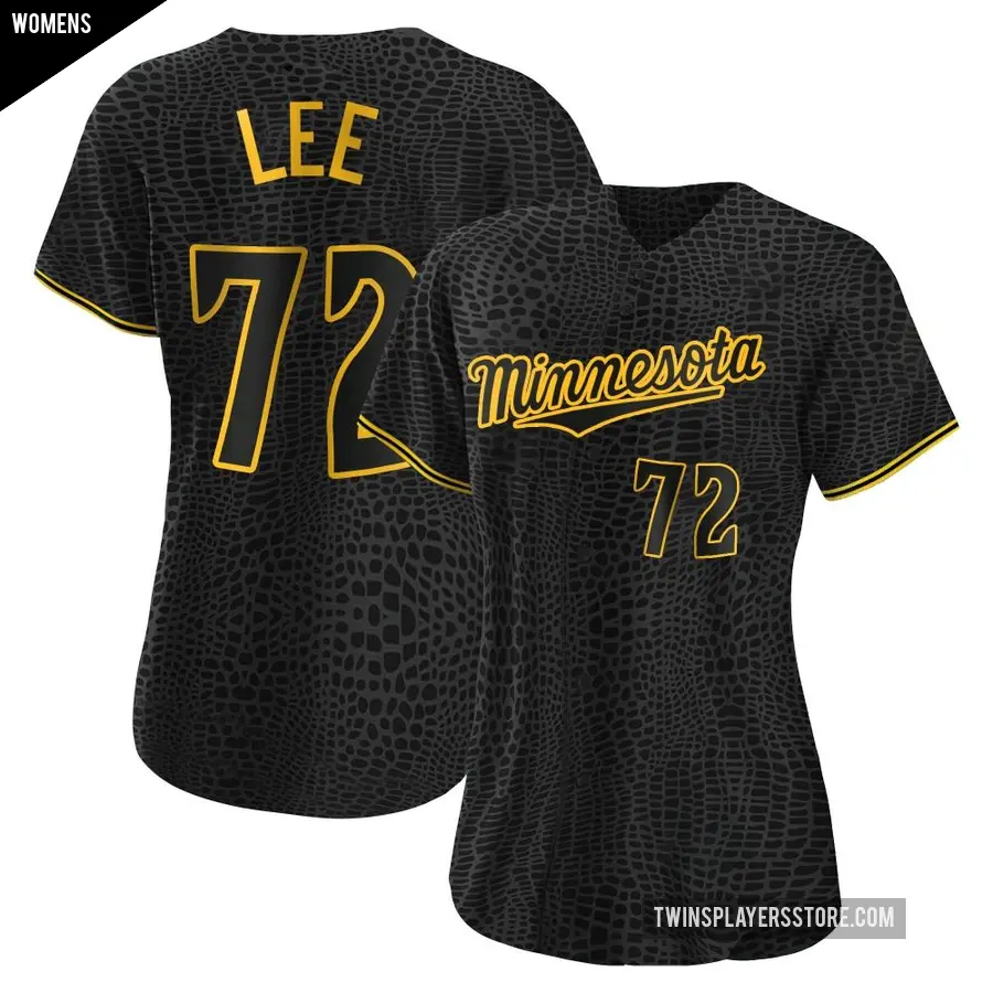 Women's Minnesota Twins ＃72 Brooks Lee Authentic Black Snake Skin City Jersey