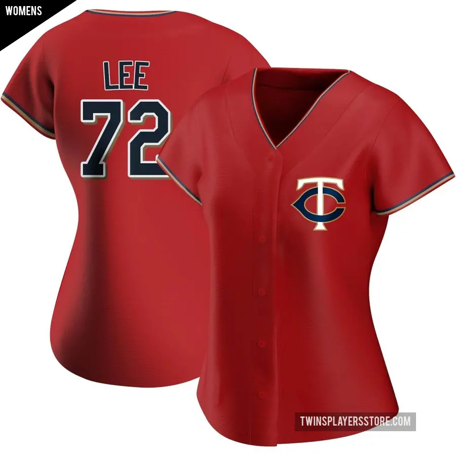 Women's Minnesota Twins ＃72 Brooks Lee Authentic Red Alternate Jersey