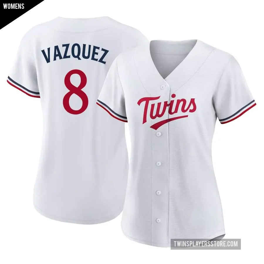 Women's Minnesota Twins ＃8 Christian Vazquez Authentic White Home Jersey