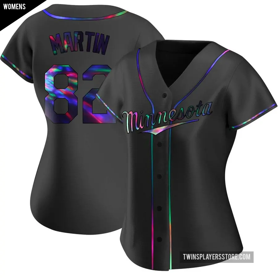 Women's Minnesota Twins ＃82 Austin Martin Replica Black Holographic Alternate Jersey