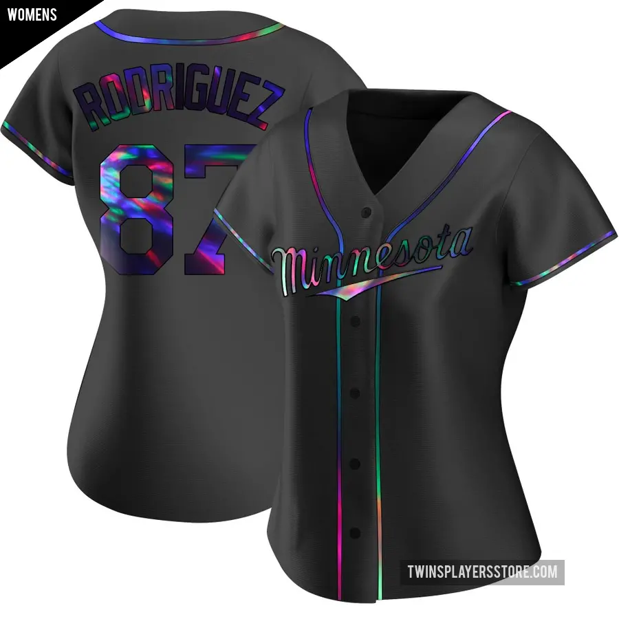 Women's Minnesota Twins ＃87 Emmanuel Rodriguez Replica Black Holographic Alternate Jersey