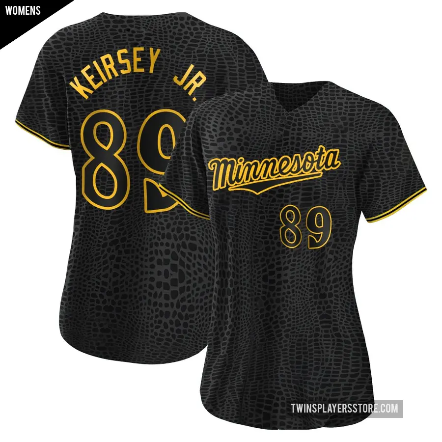 Women's Minnesota Twins ＃89 DaShawn Keirsey Jr. Replica Black Snake Skin City Jersey