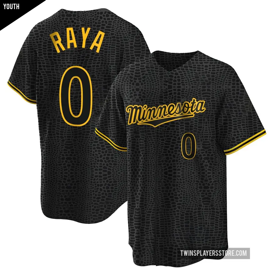 Youth Minnesota Twins ＃0 Marco Raya Replica Black Snake Skin City Jersey